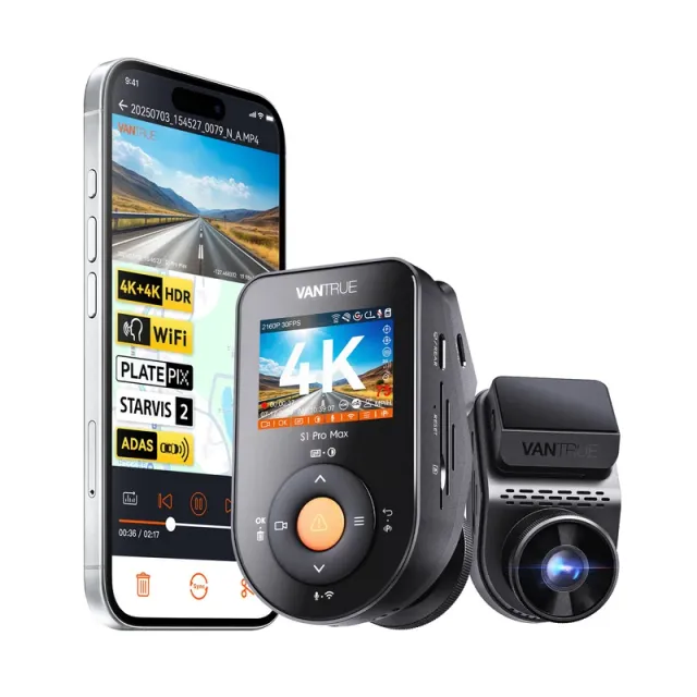 Vantrue S1 Pro Max front-only dash camera in the manufacturer's product photo